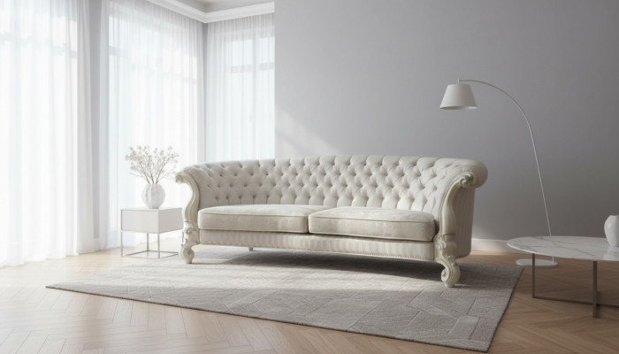 Sofa 4 miejsce do siedzenia Couch design Podkładka Chesterfield Siedziba Ustawić Skórę Włókienniczą