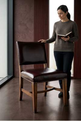 Krzesło 1x Luxury Design Podkładka Krzesła Siedziba Office Designer jadalnia Drewno