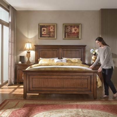 Łóżko Design Luksusowe łóżko hotelowe Sleep Pokój Double Drewno New Country House