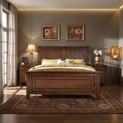 Łóżko Design Luksusowe łóżko hotelowe Sleep Pokój Double Drewno New Country House