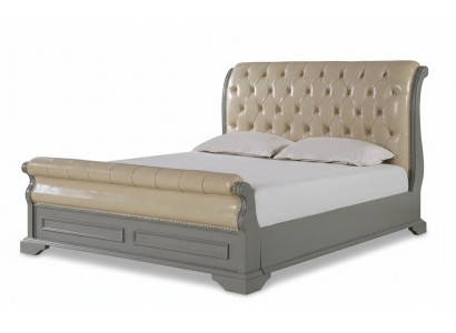 Łóżko Chesterfield Design Szare 180x200 Podwójne łóżko Podkładka Skórzane Łóżko Meble