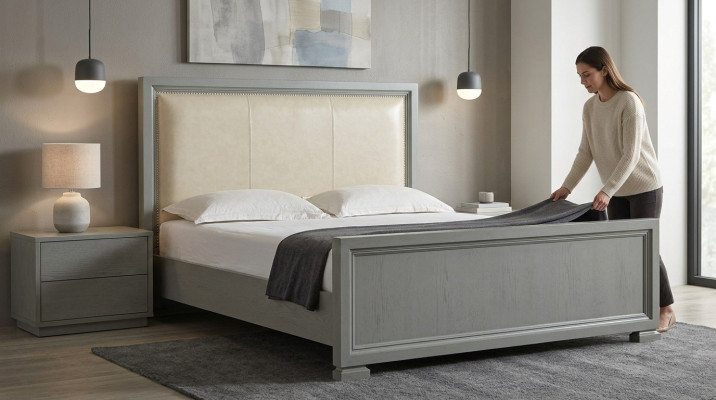 Łóżko Podkładka Design Luksusowe łóżko hotelowe Małżeństwo 180-200cm Sleep Pokój Double Skóra