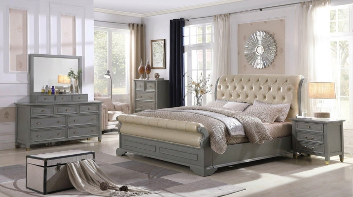 Sypialnia Zestaw Designerski Luksusowe Drewno Meble 180x200cm Łóżko 2x Stolik nocny 3 szt.