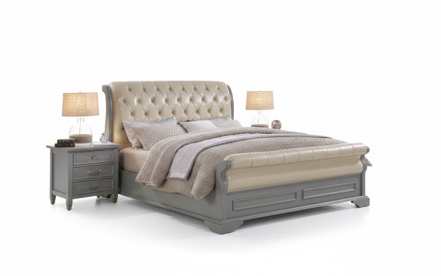 Sypialnia Zestaw Designerski Luksusowe Drewno Meble 180x200cm Łóżko 2x Stolik nocny 3 szt.