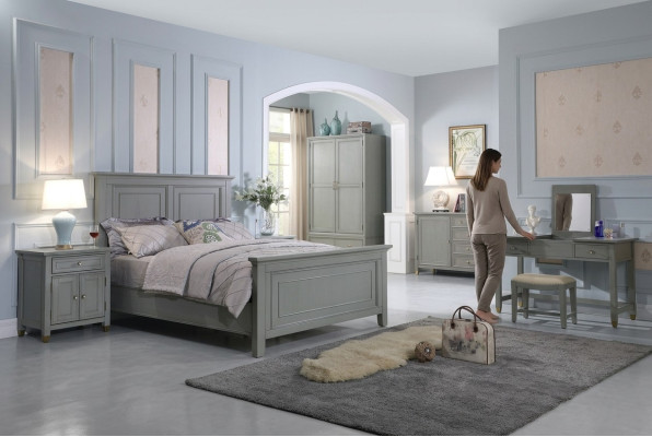 Sypialnia Szafki nocne 3 Sztuka Set Design Luksusowe łóżko Drewno Podwójne łóżko nowe Meble