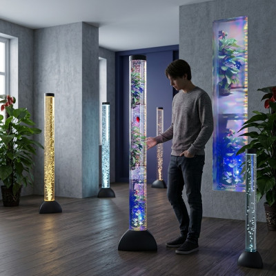 Kolumna wodna LED 120cm lampa przezroczysta lampa stojąca do dekoracji ryb