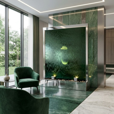 Luksusowy design ściany wodnej z kolumną wodną, ​​wodospadem, przegrodą ledową