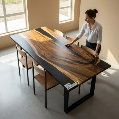 Luxury Design Żywica epoksydowa Stół obiadowy River Table Prawdziwe drewno Solidny stoły