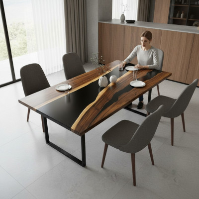 Tabela Stół obiadowy stoły Żywica epoksydowa Epoxy Real Drewno Massive Design