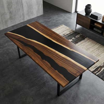 Tabela Stół obiadowy stoły Żywica epoksydowa Epoxy Real Drewno Massive Design