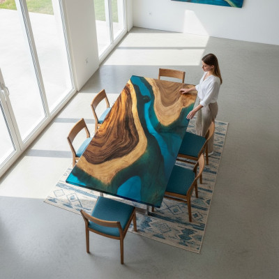 Tabela Stół obiadowy stoły Żywica epoksydowa Massive Design Meble 140x71 Oryginalna