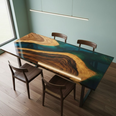 Tabela Stół obiadowy stoły Żywica epoksydowa Massive Design Meble 140x71 Oryginalna