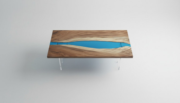 Stół obiadowy Stolik rzeczny Solidny stoły 185x85cm Stolik rzeczny Żywica epoksydowa morska