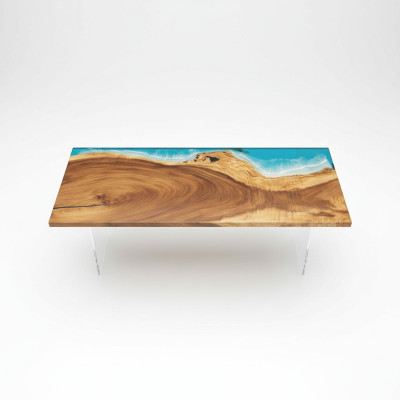 Żywica epoksydowa Stół obiadowy River Table Prawdziwe drewno Solidny stoły 221x91