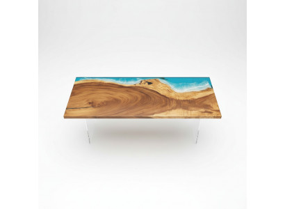 Żywica epoksydowa Stół obiadowy River Table Prawdziwe drewno Solidny stoły 221x91