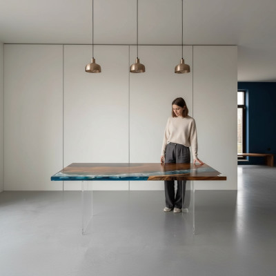Ocean Table Epoxy Design stoły Luxury Drewno jadalnia Meble
