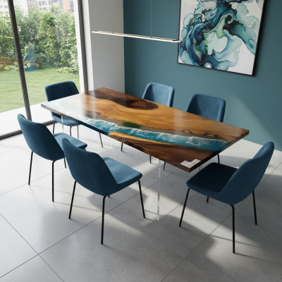 Ocean Table Epoxy Design stoły Luxury Drewno jadalnia Meble