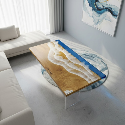 stoły Stół obiadowy Design Tabela Modern Sea River Meble 181x81 Epoxy
