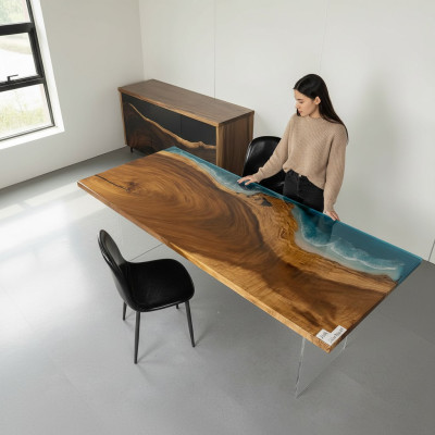 Tabela Stół obiadowy stoły Żywica epoksydowa Massive Design Meble 221x91 Oryginalna