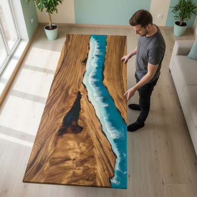 Nowoczesne stoły Stół obiadowy Design Tabela Żywica Sea River Meble 240x90