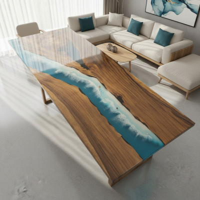 Nowoczesne stoły Stół obiadowy Design Tabela Żywica Sea River Meble 240x90