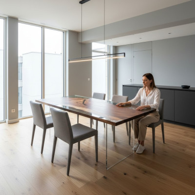 Luksusowy Żywica epoksydowa Stół obiadowy River Table Oryginalne drewno Solidny Design stoły