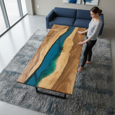 Nowoczesne stoły Stół obiadowy Design Tabela Żywica Sea River Meble 180x80