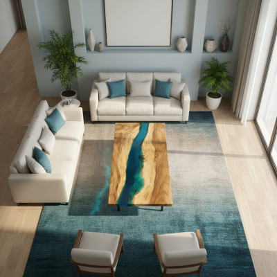 Nowoczesne stoły Stół obiadowy Design Tabela Żywica Sea River Meble 180x80