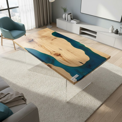 Rzeka stoły Stół obiadowy Design Tabela Moderne Meble 160x80 Żywica epoksydowa