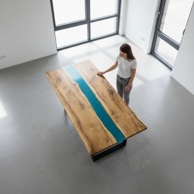 Real Drewno Wodospad Tabela Epoxy Resin stoły Stół obiadowy Epoxy Massive