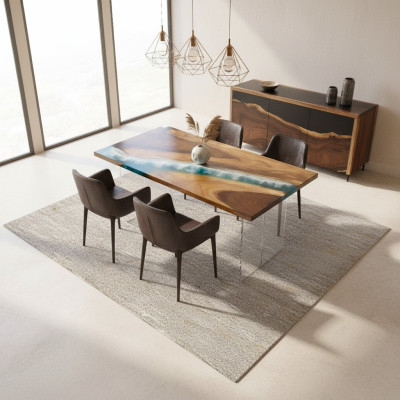 stoły Stół obiadowy Design Tabela Modern Sea River Meble 161x81 Epoksyd
