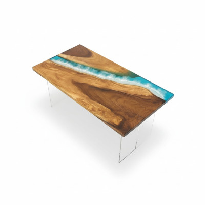 stoły Stół obiadowy Design Tabela Modern Sea River Meble 161x81 Epoksyd