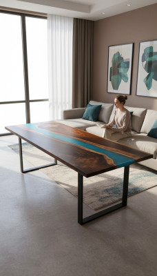 Nowoczesne stoły Stół obiadowy Design Tabela Żywica Sea River Meble 220x90