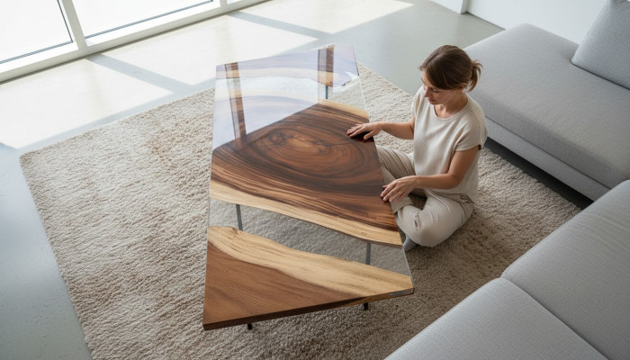 Żywica epoksydowa Stół obiadowy River Table 200x90 Nowe Oryginalne Drewno stoły Solidny