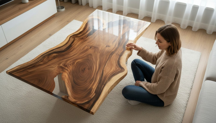 Żywica epoksydowa Stół obiadowy River Table Prawdziwe drewno Solidny stoły 200x90