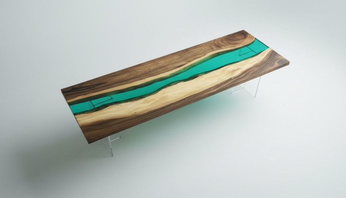 Żywica epoksydowa Stół obiadowy River Table Prawdziwe drewno Solidny stoły 220x90