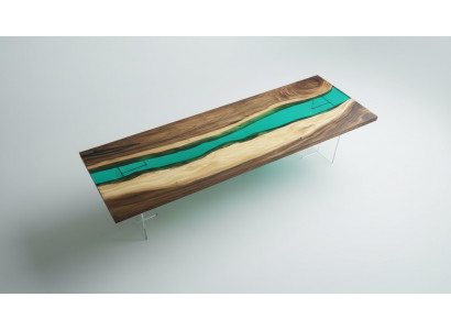 Żywica epoksydowa Stół obiadowy River Table Prawdziwe drewno Solidny stoły 220x90