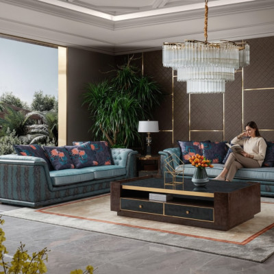 Sofa Trzyosobowa Podkładka Design Sofa Nowoczesne Sofy 3-osobowe Pokój Meble Blue Siedziba