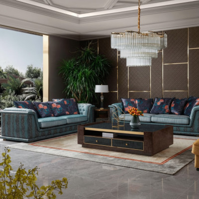 Sofa Trzyosobowa Podkładka Design Sofa Nowoczesne Sofy 3-osobowe Pokój Meble Blue Siedziba