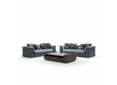 Sofa Trzyosobowa Podkładka Design Sofa Nowoczesne Sofy 3-osobowe Pokój Meble Blue Siedziba