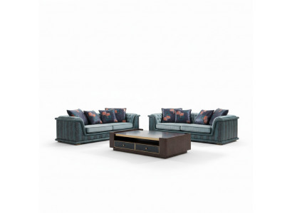 Sofa Trzyosobowa Podkładka Design Sofa Nowoczesne Sofy 3-osobowe Pokój Meble Blue Siedziba