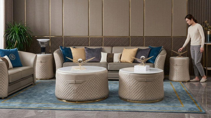 Okrągłe Zestaw 2x stolik kawowy Stolik Designerski salon