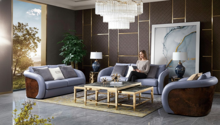 Luksusowy zestaw mebli do salonu sofowa skórzana sofa rozkładana podkładka komplet design