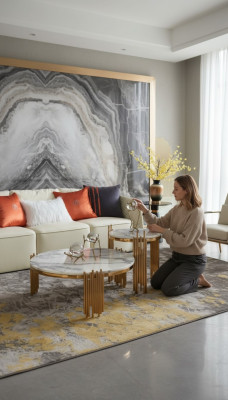 Zestaw 2 stolików kawowych Stolik Designerski dekoracyjny stół do salonu