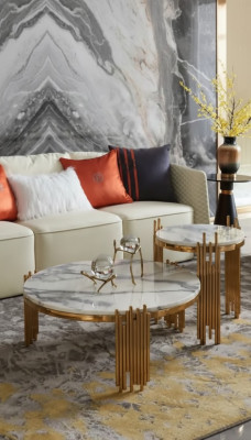 Zestaw 2 stolików kawowych Stolik Designerski dekoracyjny stół do salonu
