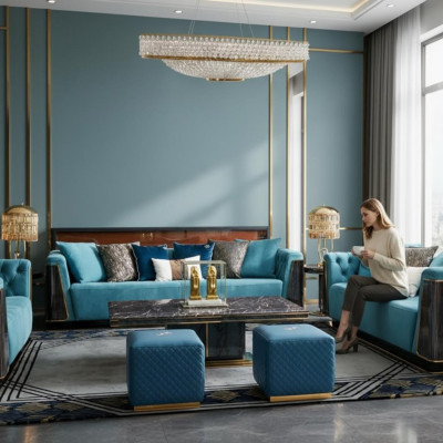 Luksusowa sofa duża xxl Podkładka Siedziba Ustawić 4 miejsce siedzące Kanapy Sofy Materiał Nowy