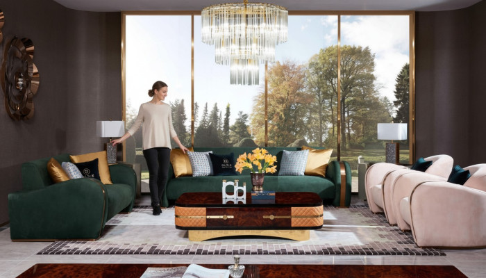 Luksusowy zestaw sofowy 4 sztuki. Zestaw Sofa Skórzana Sofa Podkładka Chesterfield Couch Sofy
