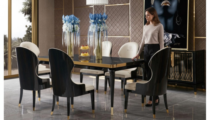 Kompletna jadalnia Ustawić 6x fotel Krzesła luksusowa grupa restauracyjna