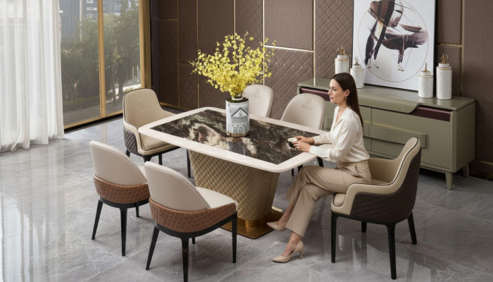 Kompletna jadalnia Ustawić Tabela 4x Fotel Krzesła luksusowa grupa restauracyjna