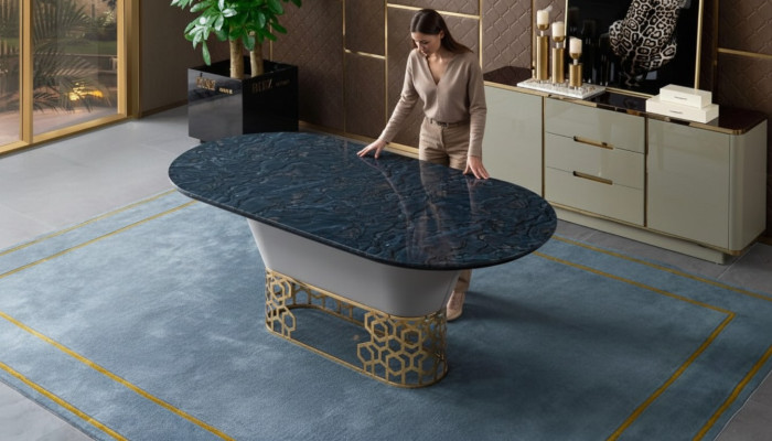 Luksusowy Projektant Stal awarii Metal Stół obiadowy stoły Wohn Pokój Marmur Design